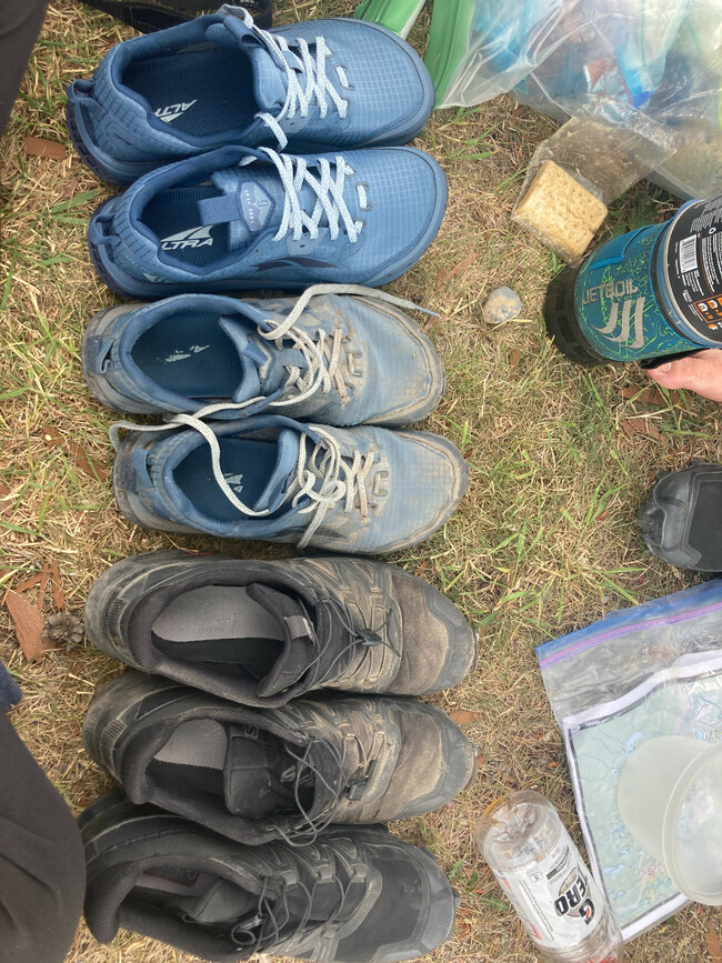 Showing old vs new shoes